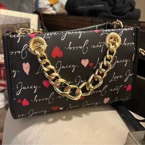 Juicy Couture Black Love Letter Shoulder Bag crossbody strap pink Valentines gif